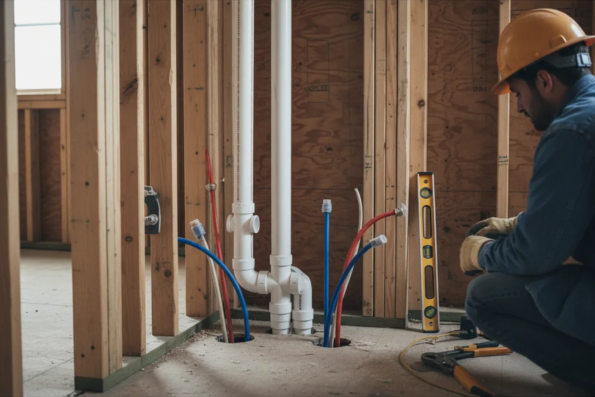 Drain and supply rough-in during Drain Cleaning in Saucier
