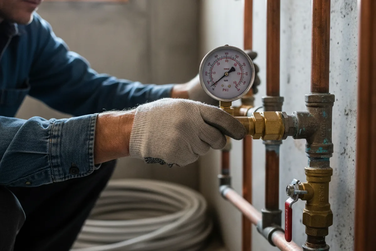Pressure testing a repaired line during Water Line Repair in Saucier